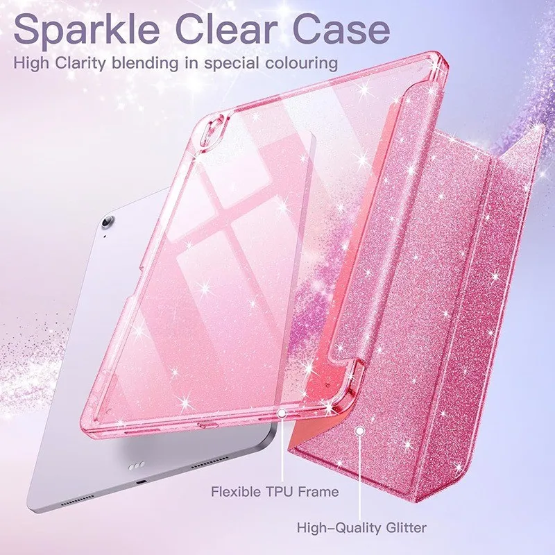 Für iPad Mini 6 7 10. 11. A16 Air 11 Hülle Glitzer Magnetische Stoßfeste Standhülle mit Stifthalter – Detail 2
