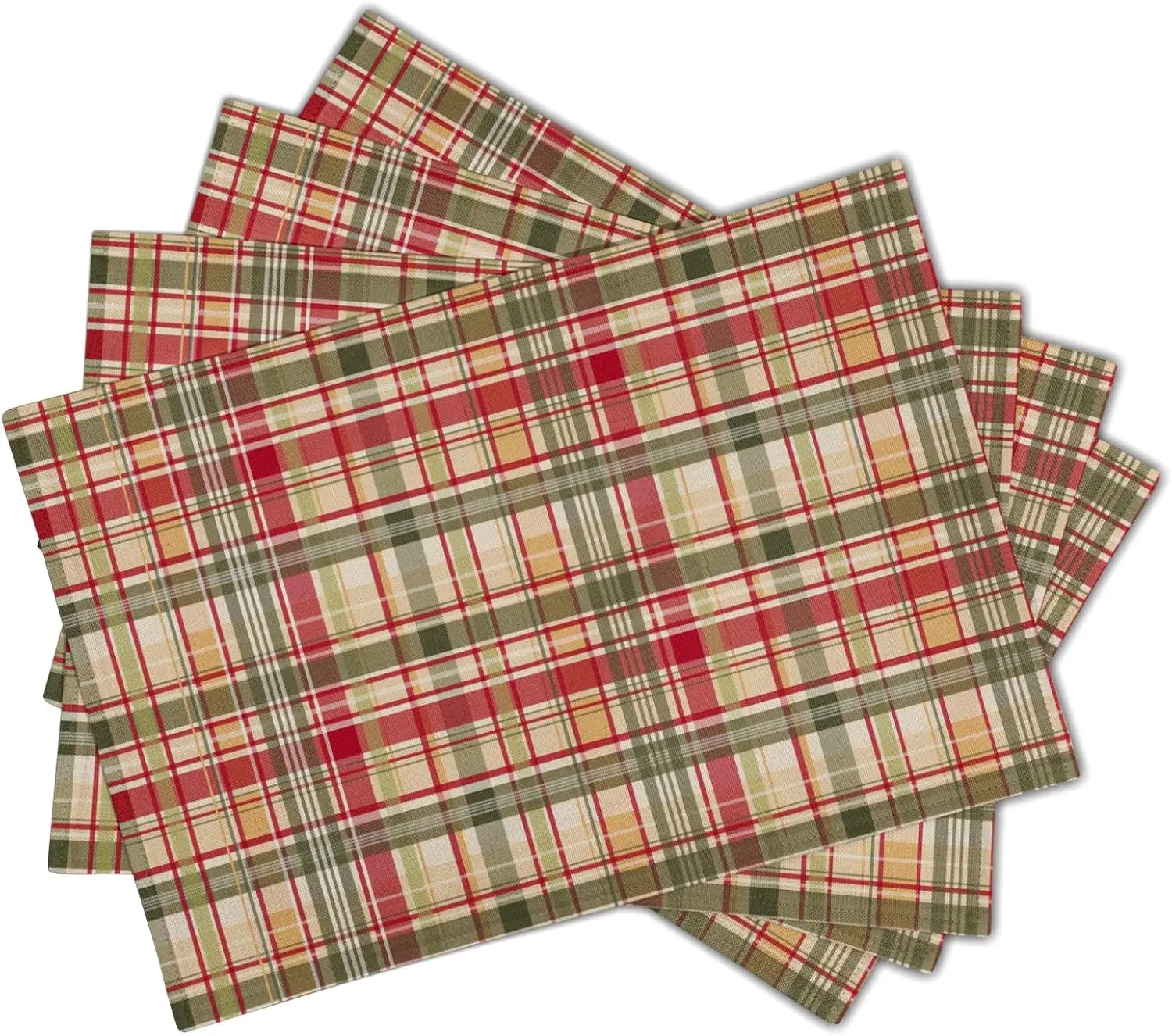 1PC Giwawa Fall Placemats Autumn Buffalo Plaids Place Mat Washable for Kitchen Dining Thanksgiving Checkered Non Slip Heat