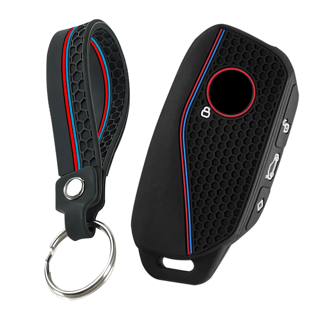 Silicone Case For BMW 7 Series X5 X7 I7 IX 740LI Alcantara Car Remote Key Case Cover Shell Accessories