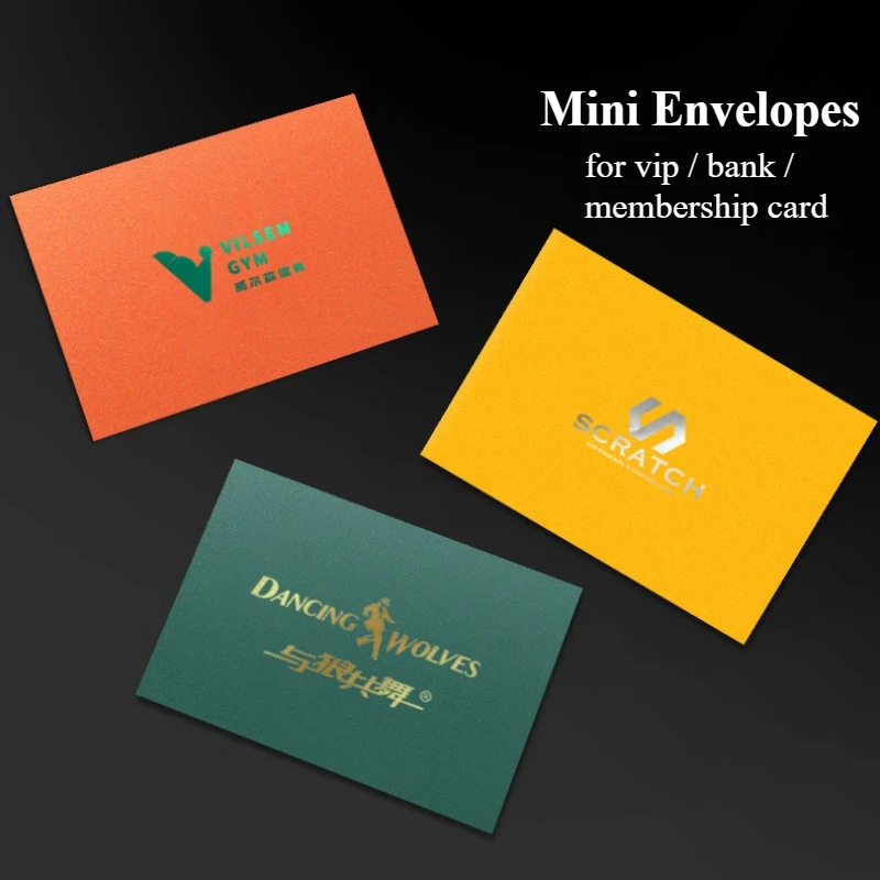 

50PCS Thickened Mini Envelope Invitations Card Envelopes Free Custom Vip Mebership Card Sleeve Pearl Paper Gold Stamping