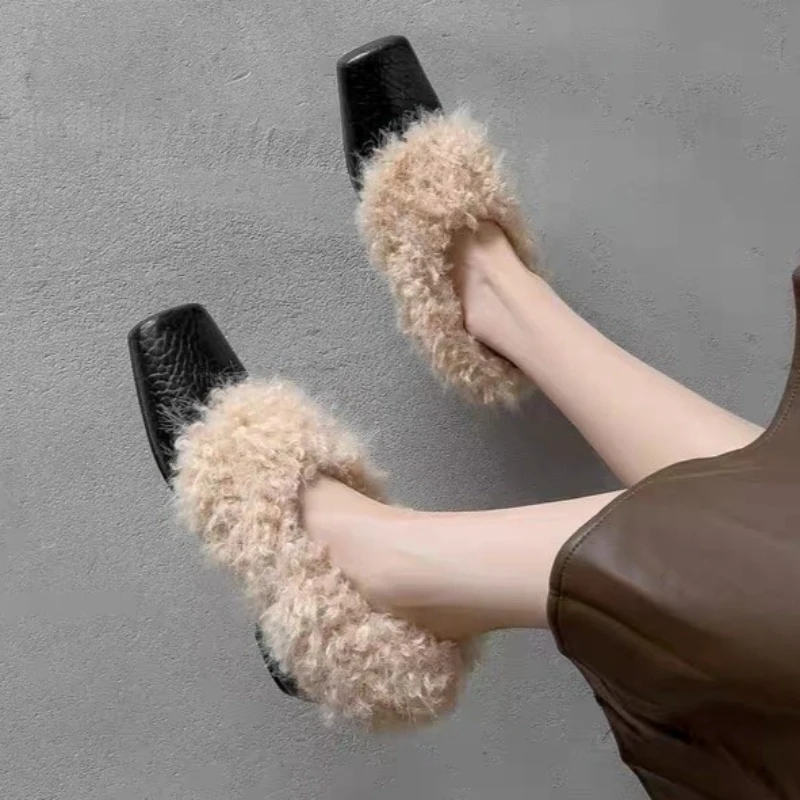 الفراء ساحة تو أحذية نسائية موضة أحذية بكعب دافئ 2025 فستان جديد الشتاء الثلوج الأحذية مصمم الأحذية الفاخرة دي Mujer Zapatos #4