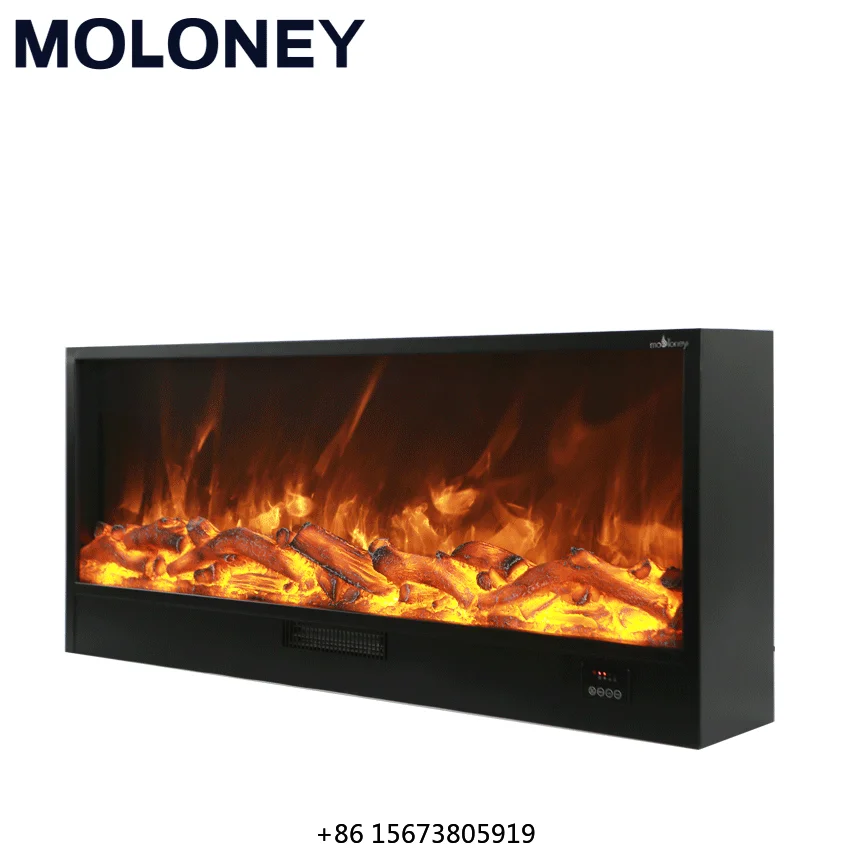 1200mm Heating Embedded Electric Fireplace Home Decoration For Indoor Luxury Black Panel Metal LED Fireplace