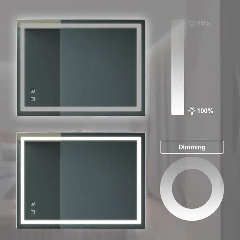 32x24 Inch LED Vanity Mirror - High Lumen, Dimmable Touch, Wall Switch Control, Anti-Fog, CRI 95, Adjustable 3000K-6000K, IP54