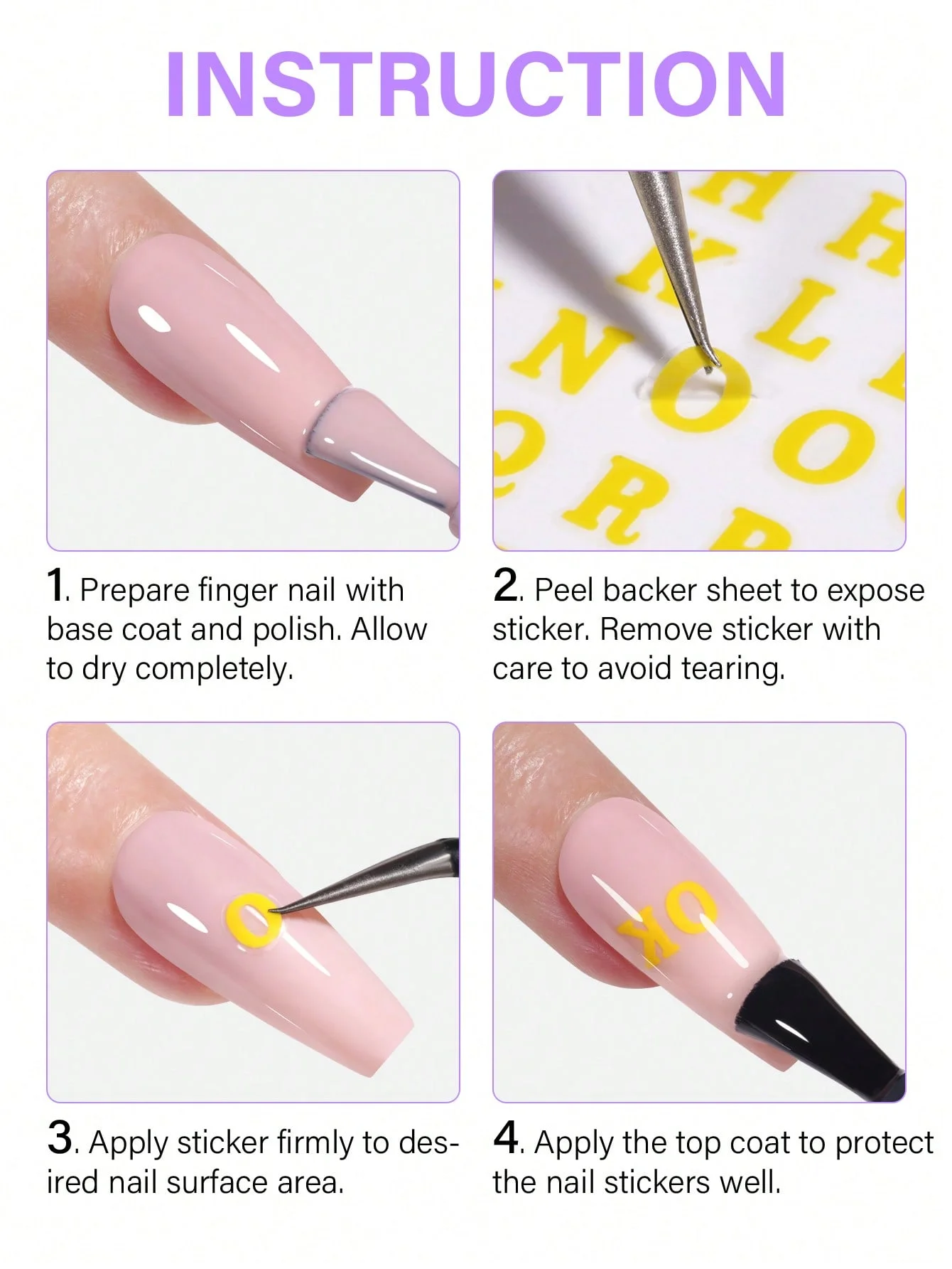 1PC Multicolor Letter Pattern Nail Art Sticker，Letter Decal Nail Decoration，Suitable For Nail Salon, Self-Adhesive Art Stickers