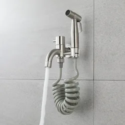 Wall Mounted Nickel Toilet Bidet Sprayer Set Single Cold Shattaf Bathroom Sprayer Shower Bidet High Pressure Gun 304 SS