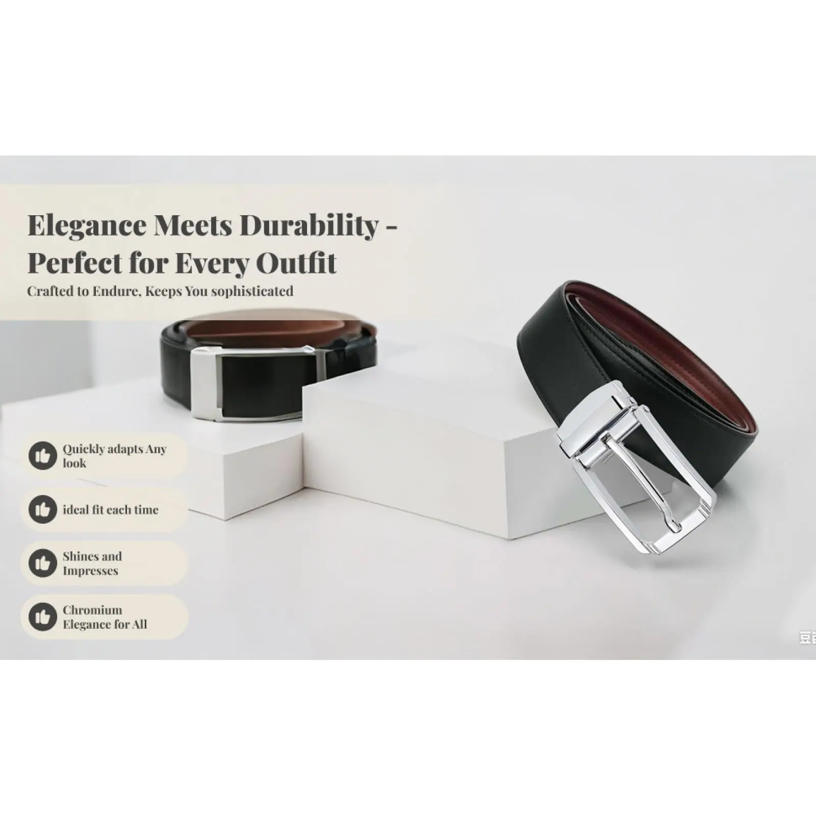 Stylish Alloy Mens Reversible Belt Buckle Single Prong Rectangular Pin Accessory for Everyday Business Use