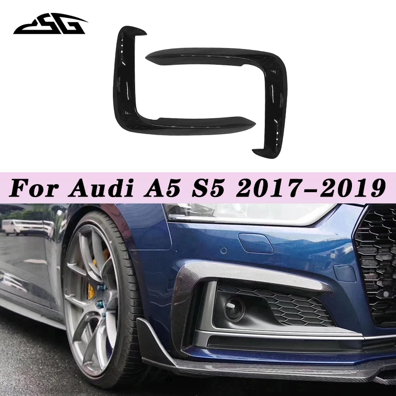 

For Audi A5 S5 Carbon Fiber Front Bumper Fog Lamp Wind Knife Canard Splitter Side Fins Winglet Car Flaps Apron Body Kit
