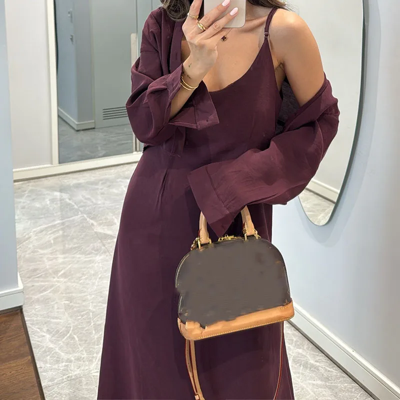 

Осенние модные однотонные комплекты с лацканами и пуговицами, элегантная длинная юбка с открытыми плечами и рубашка, женский повседневный свободный костюм с длинным рукавом из 2 предметов