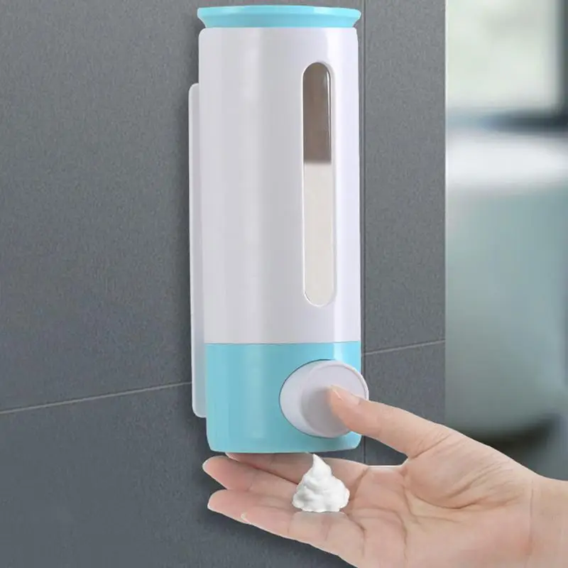 Wall Mounted Bathroom Shampoo Dispenser 500ml Large Capacity Button Design Bathroom Shampoo Dispenser Transparent Anti-Drop Wall