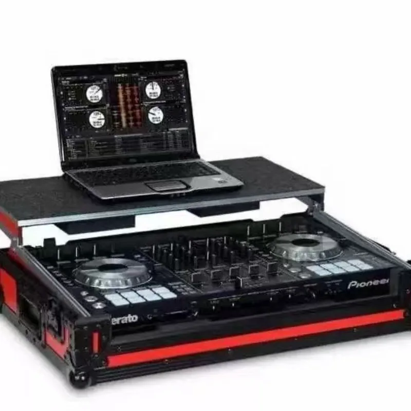Black DJ Flight Case DDJ-FLX10 with Laptop Platform & Wheels Flight Case
