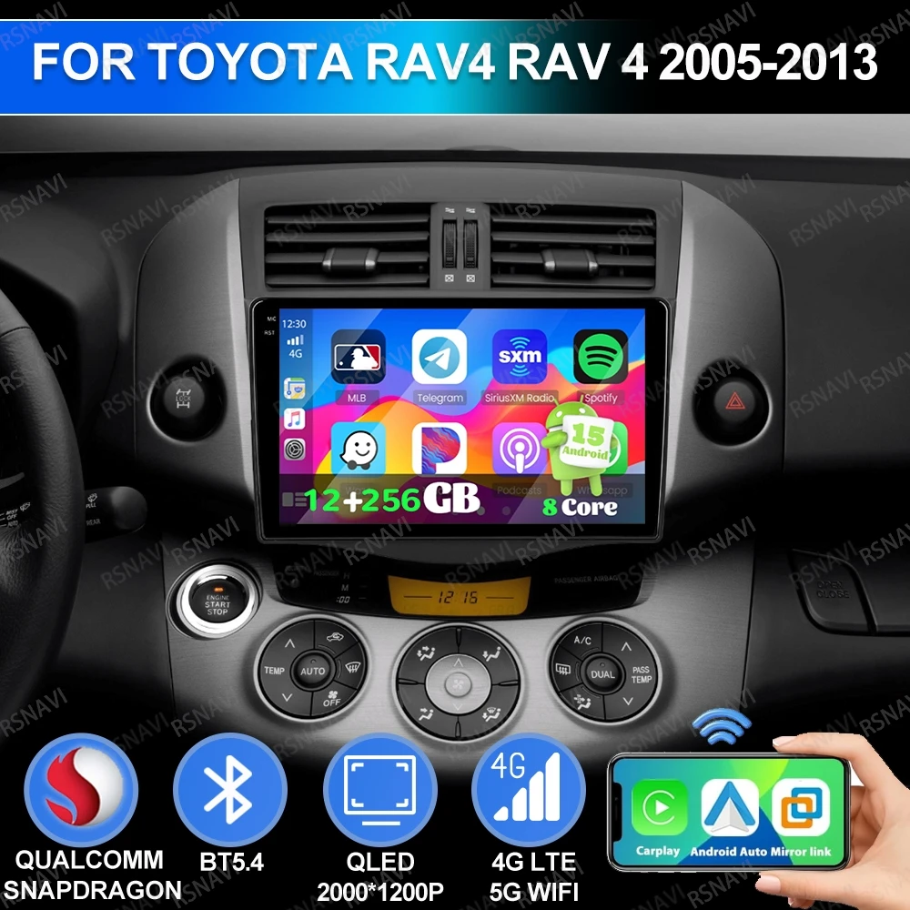 

Android 15 For Toyota RAV4 Rav 4 2005-2013 DSP AUTO QLED 4G LTE Car Radio Qualcomm Multimedia GPS Viedo Player Navigation Stereo