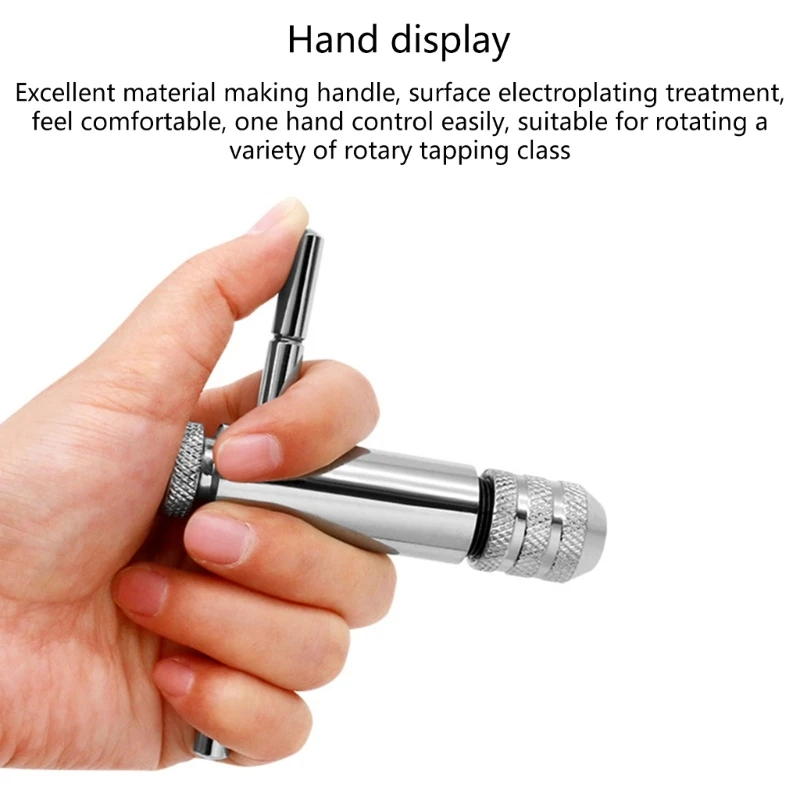 Tap Wrench Adjustable T-Handle Wrenches Ratcheting Holder Wrenches T-Shaped Tapping Threading Manual Tool