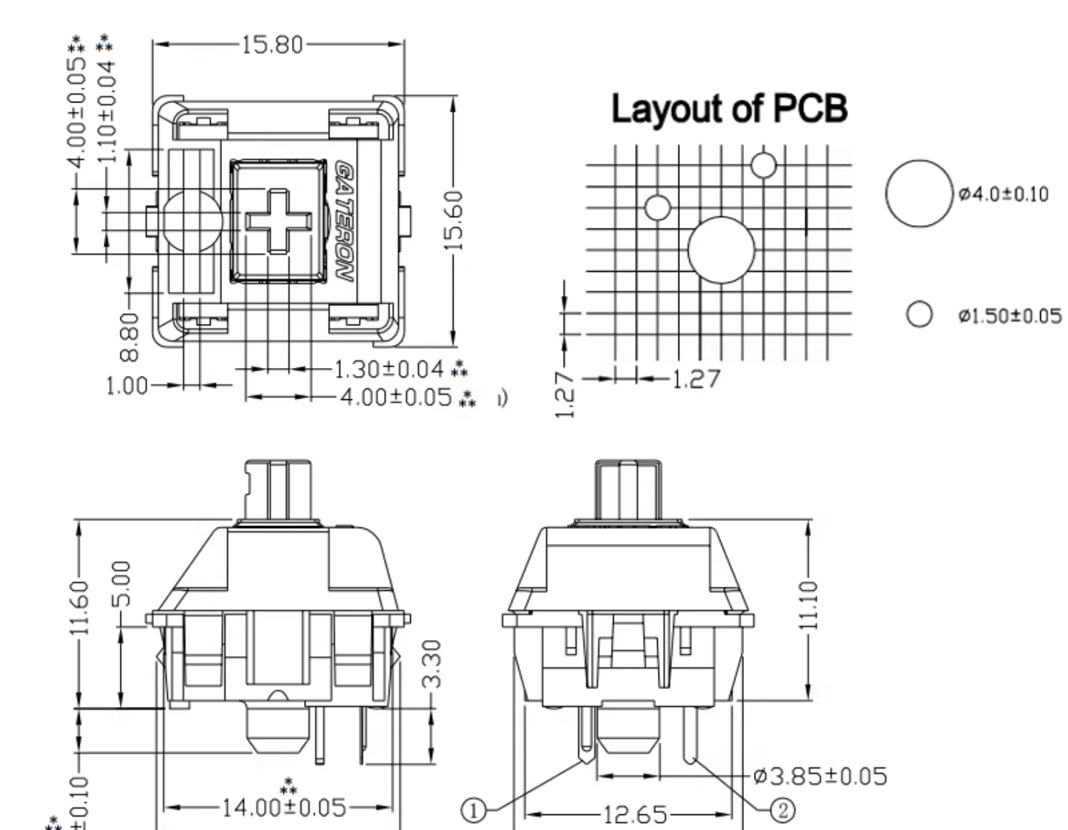Gateron Switches Mechanische Tastatur KS-9 3-polig Rot Braun Blau Grün Weiß RGB Silent Clicky Linear Tactile Compatible Cherry MX – Detail 2