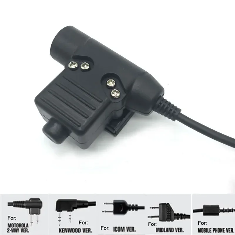 Military Z U-94/A Tactical Headset U94 PTT Plug Adapter for BaoFeng KENWOOD ICOM Midland Motorola Radio Walkie Talkie Cell Phone