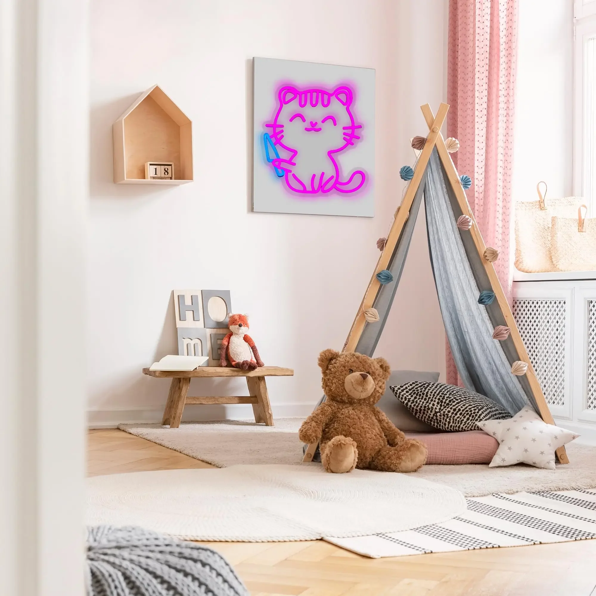 سكين القط LED النيون تسجيل USB عكس الضوء ضوء النيون تسجيل ل غرفة نوم غرفة معيشة حفلة عيد ميلاد هدية الجدار الديكور #4