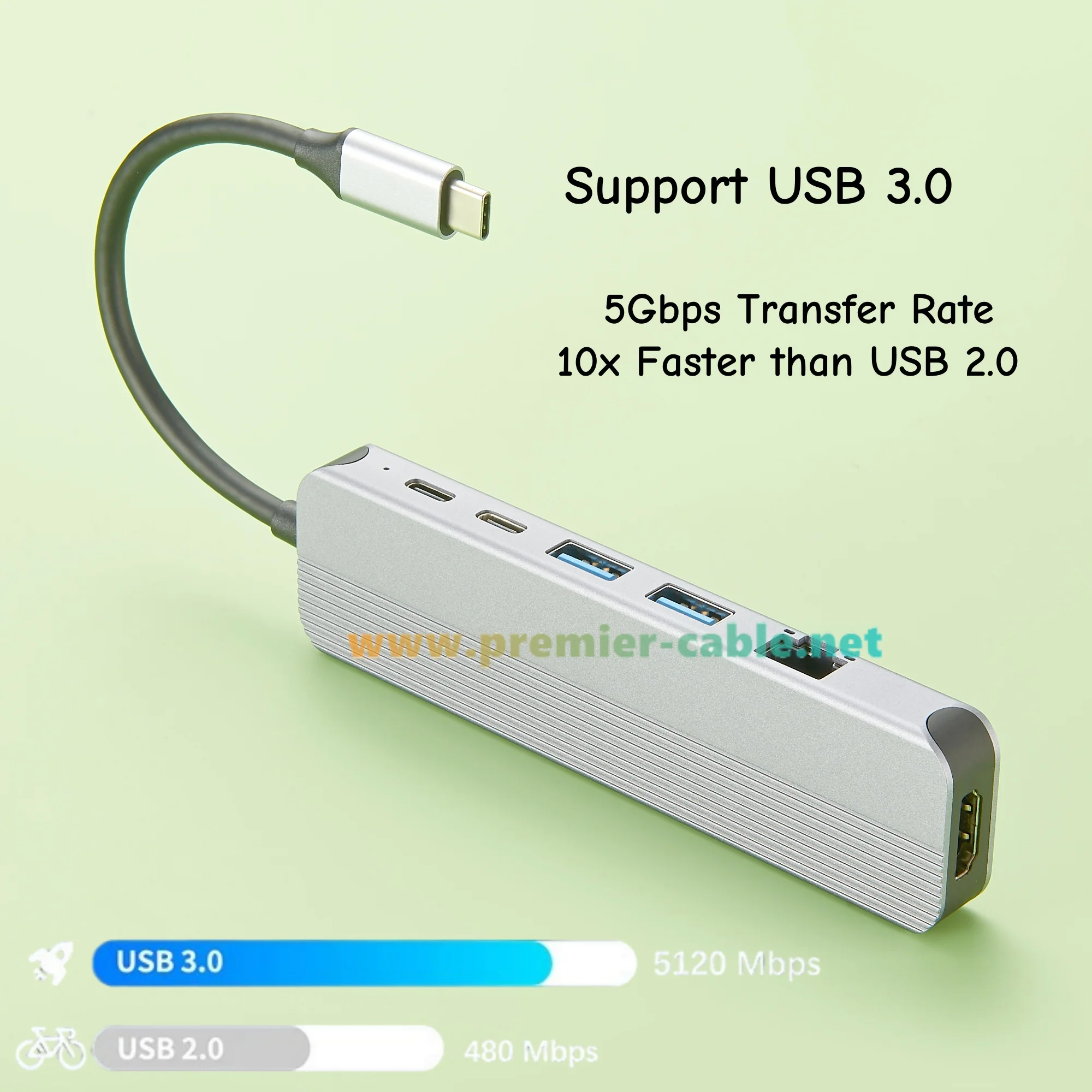 USB C Hub 6 In 1 USB C Docking Station to HDMI 1.4 USB 3.1 Type C 4K@30Hz 1Gbps RJ45 PD100W
