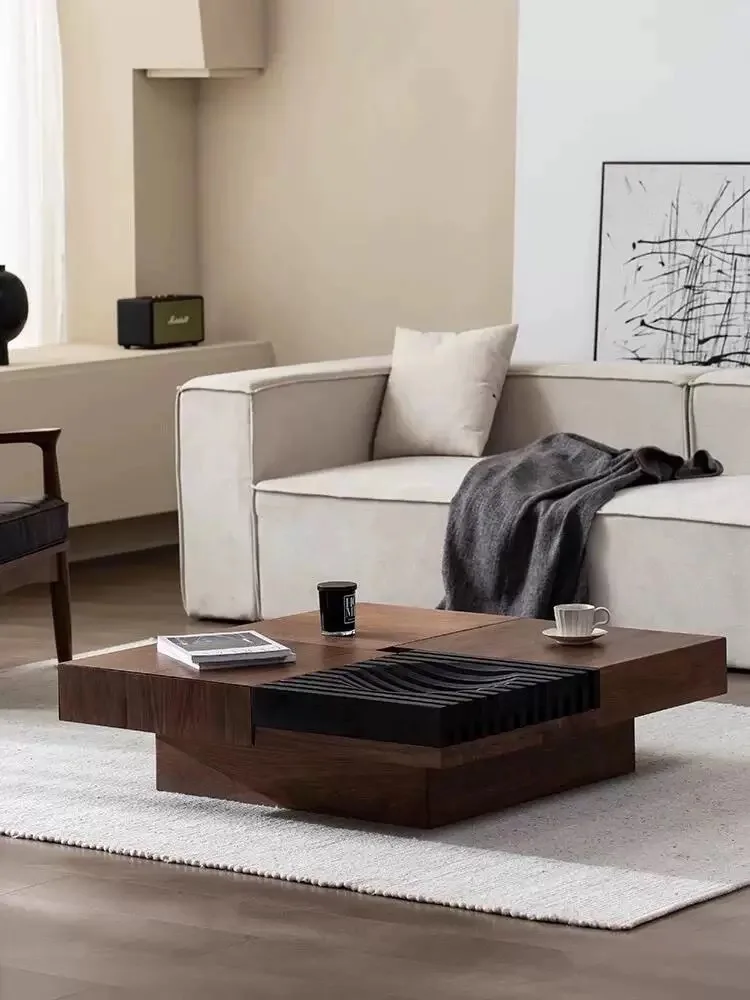 

Household medieval Italian style living room modern simplicity high sense square solid wood coffee table