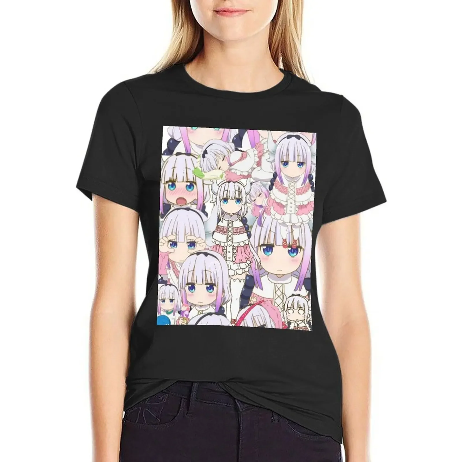 

Kanna Miss Kobayashi's Dragon Maid T-Shirt tops animal print shirt for girls blacks t shirt Women