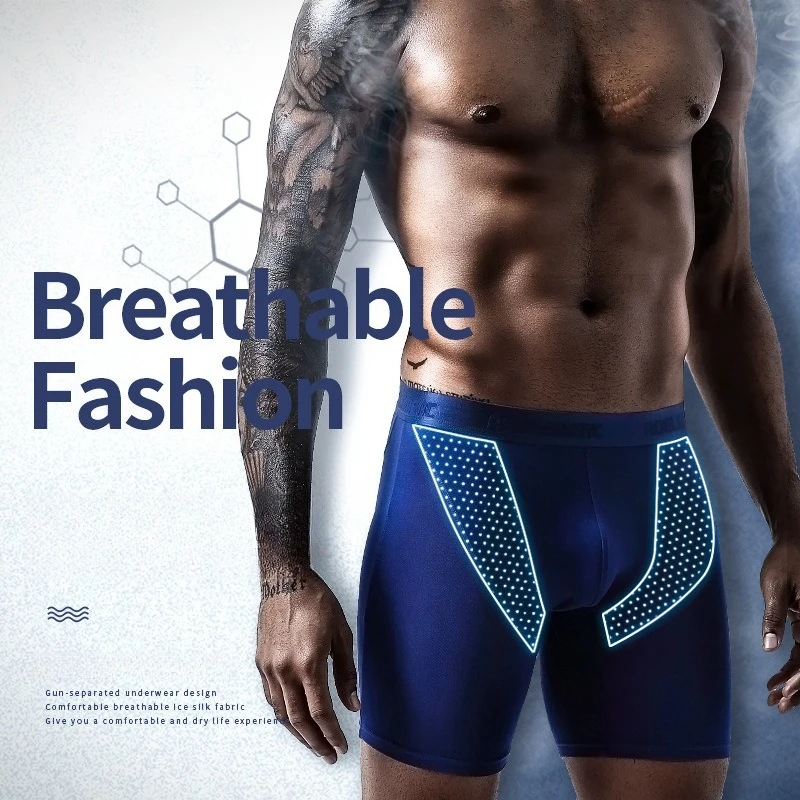

Sports Underwear Men's Anti-wear Leg Underwear Men's Breathable Running Fitness Tight Long Legs Mid-waist Extended Boxers