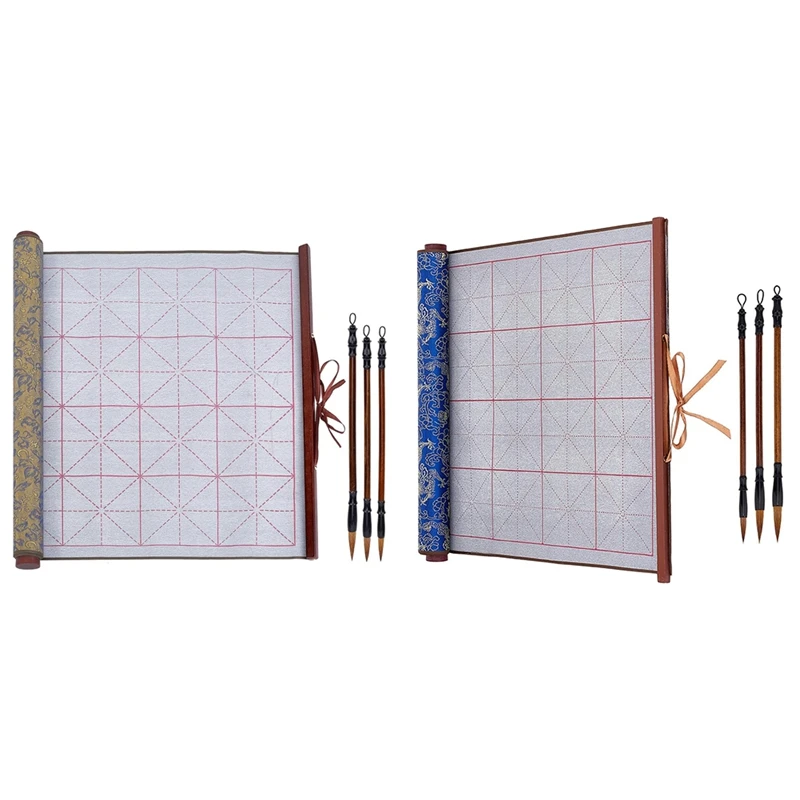 A47Q-Reusable Water Writing Magic Cloth Inkless Chinese Calligraphy Set Of 3 Traditional Calligraphy Writing Brush Pens