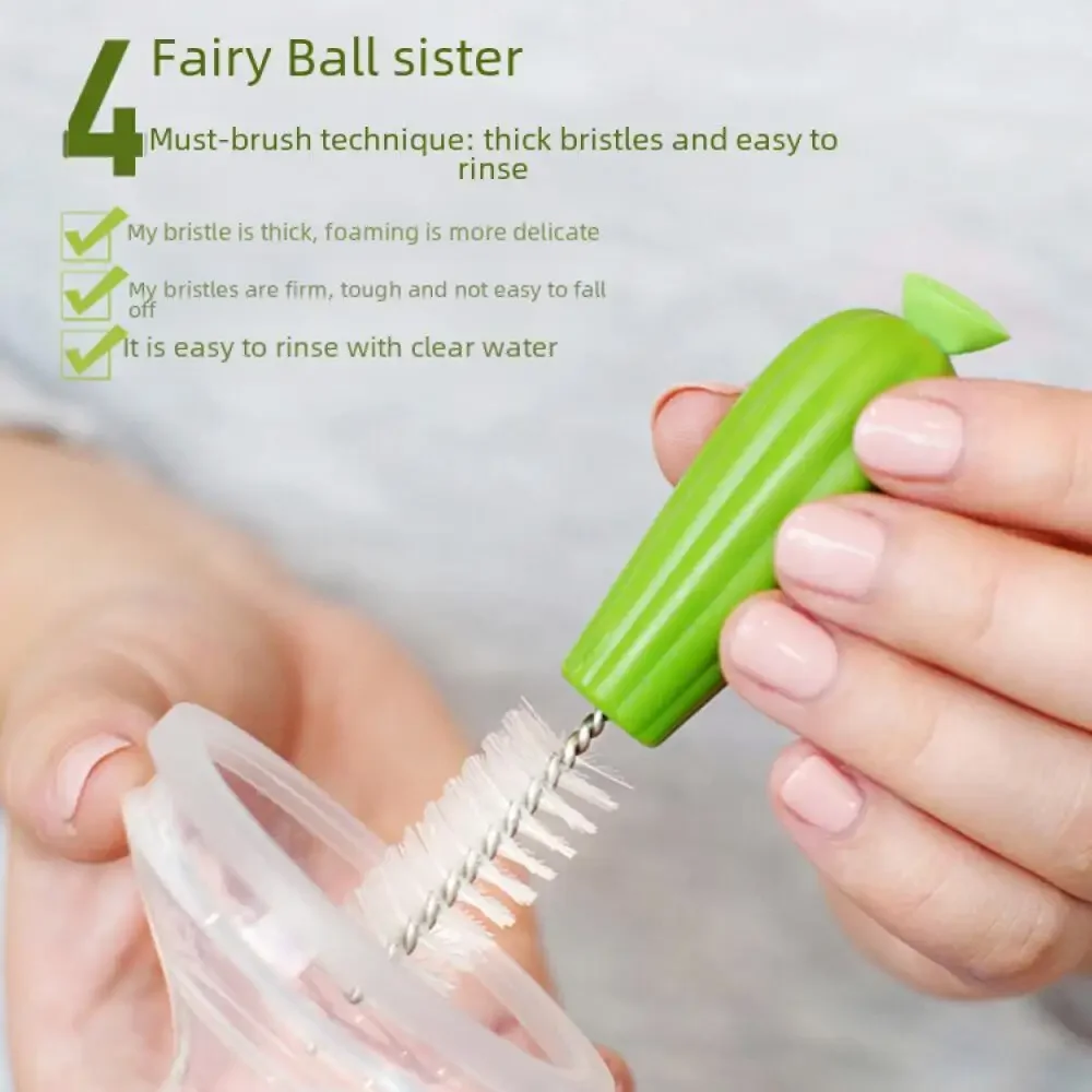 Cactus Cleaning Brush Set Multifunctional Cup Brush Baby Bottle Nipple Cleaner Suction Tube Scrubber Household Kitchen