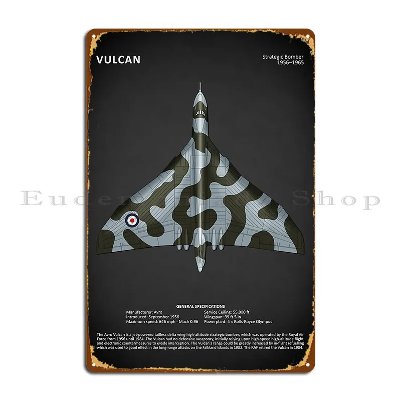 The Vulcan Bomber Blueprint Metal Sign Poster Living Room Create Kitchen Printed Tin Sign Poster