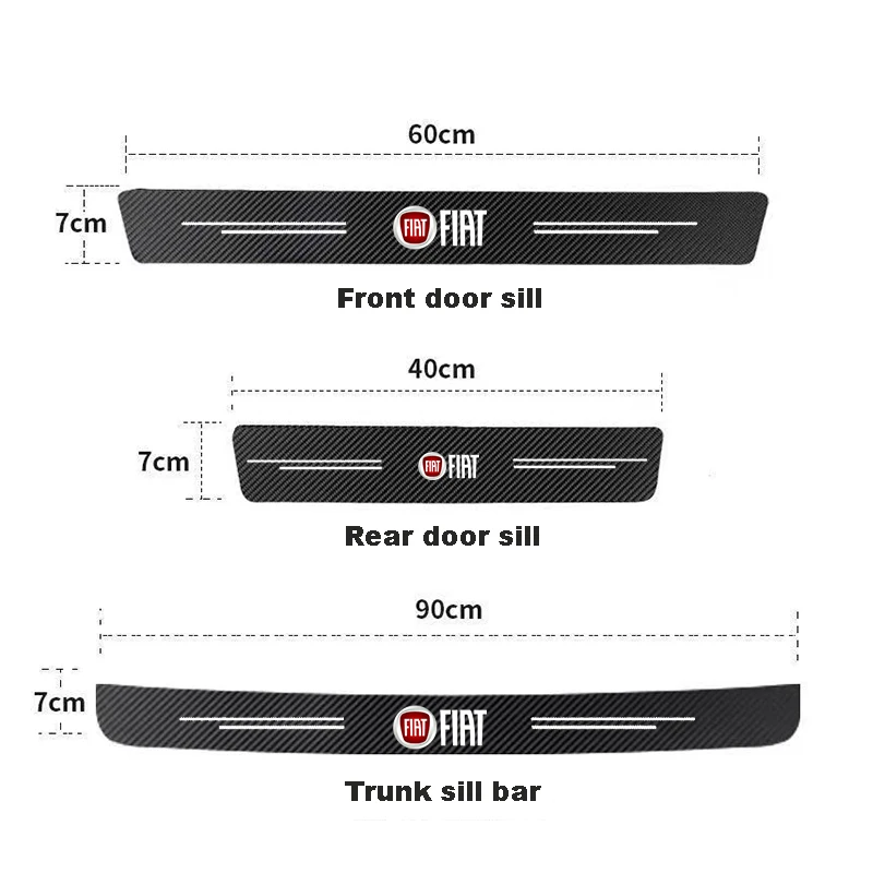 Car Door Sill Protector Carbon Fiber Threshold Stickers For Fiat 500 500L 500X 500c 500e Abarth Grande Panda Punto Tipo BRAVO