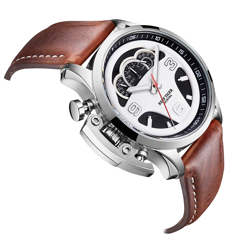 Reef Tiger/RT RGA2105 Retro Watch Quartz Watch Racing Dashboard Dial Chronograph Waterproof Sapphire Crystal Relógios Masculino