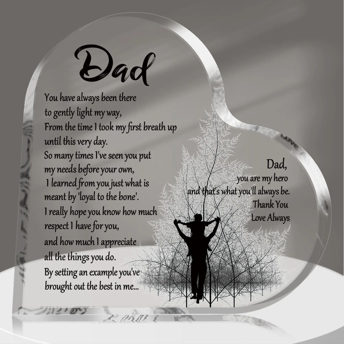 1–3 Stück herzförmige Acrylplakette für Papa, Geburtstag, Vatertag, dankbares Zitat, gesegneter Wunsch, Gedenkstätte, Andenken, Geschenk, Dankeschön, Papa – Detail 13