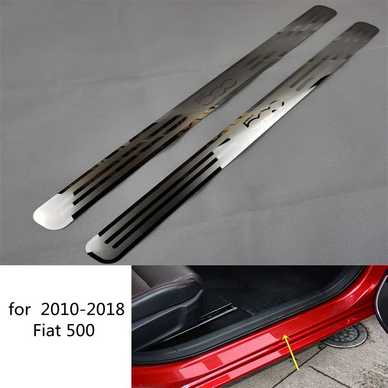 car assecories For Fiat 500 2010 2011 2012 2013 2014 2015 2016 2017 2018 Door Sill Pedal Scuff Plate Guard Protector Car Sticke