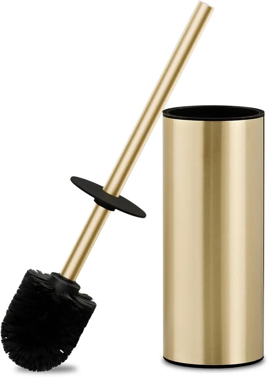 

304 StainlSteel Toilet Bowl Brush and Holder Set, Circular Floor Toilet Brush Holder, Long Handle