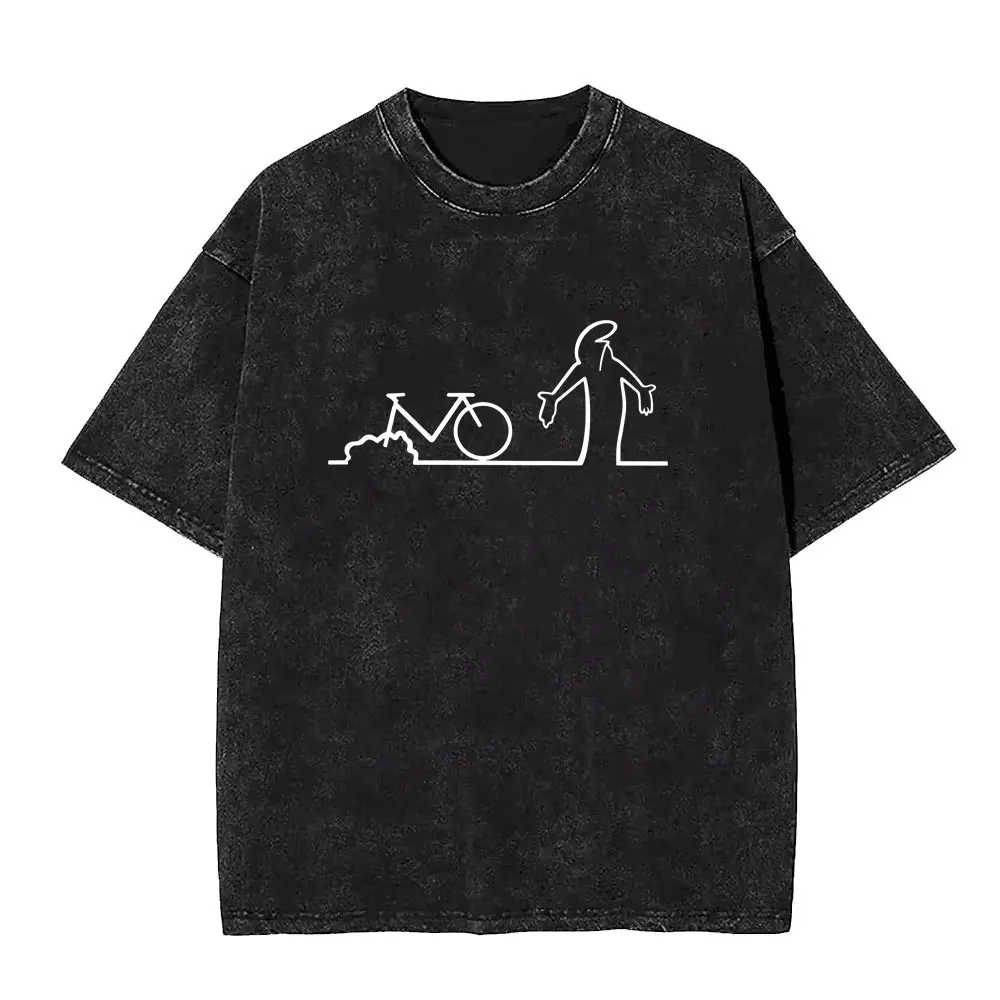 

Washed Vintage Osvaldo Cavandoli La Linea Having A Bike Crash Print T Shirt Men Women Anime Funny Oversized Short Sleeve T-shirt