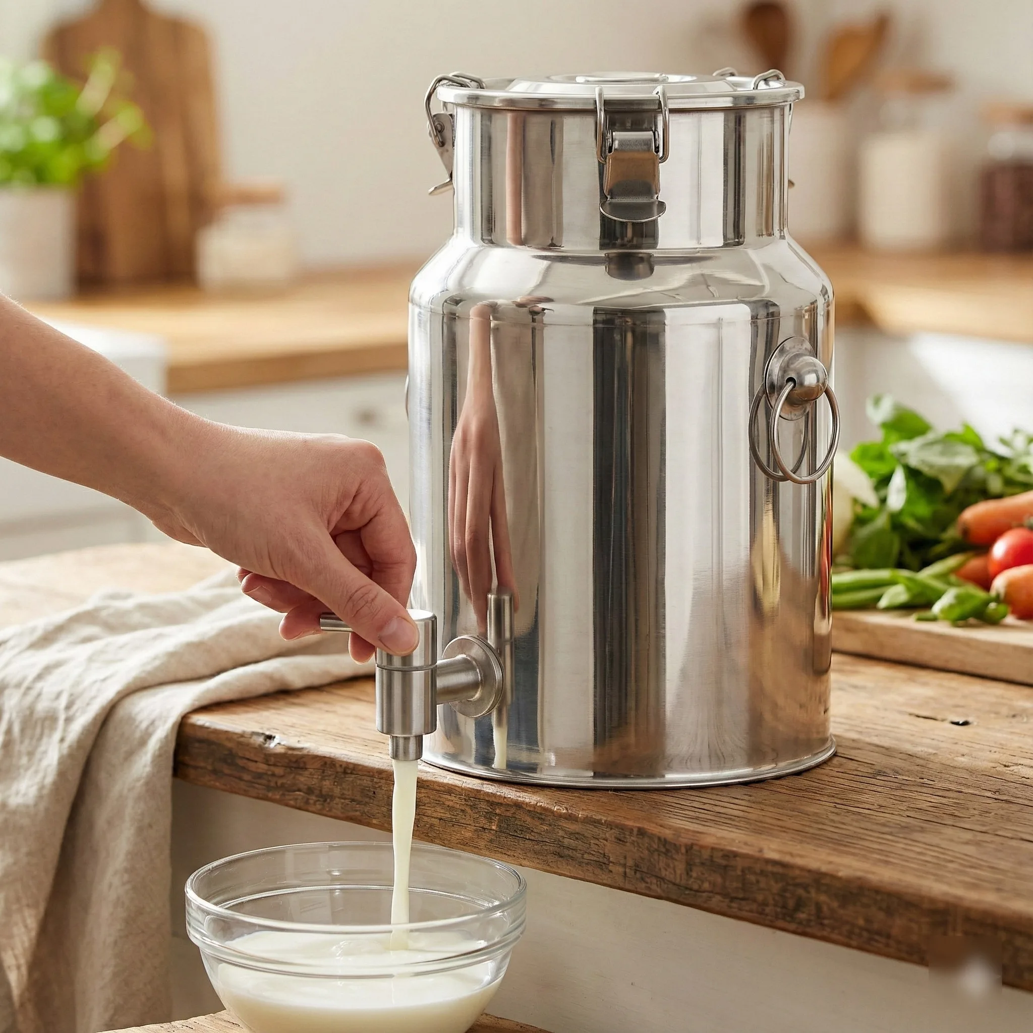 

Stainless Steel Bucket with Spigot 1.59 Gallon Heavy Duty Container for Milk Oil Wine Sealed Lid