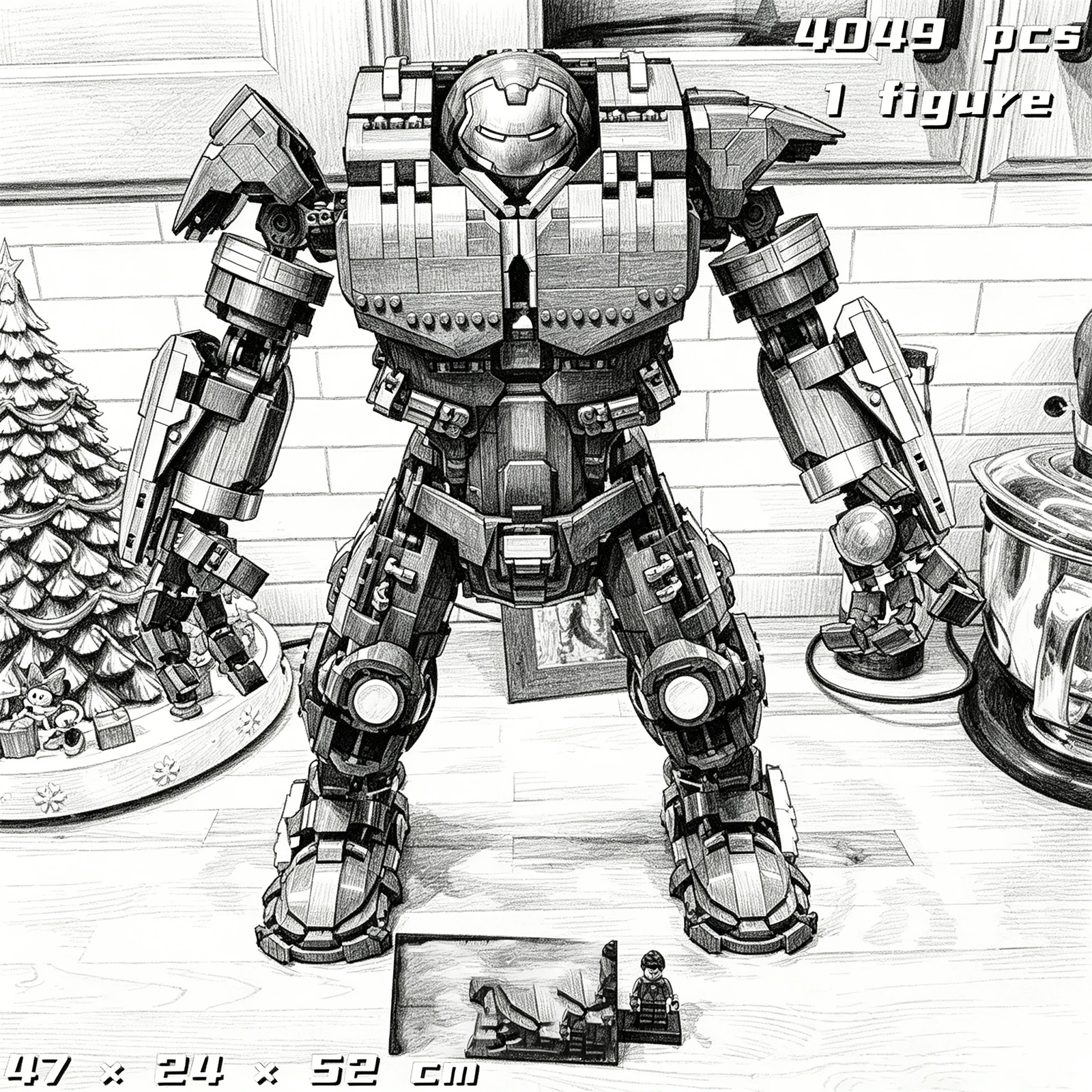 2026 New Arrival In Stock 4049 Pieces Large Red Heavy Mecha Building Bricks Kit Adult Assemble Model Oversized 52cm High Detail Robot Ornament Home Display Decor Birthday Holiday Gift For Hobby Collectors view 6
