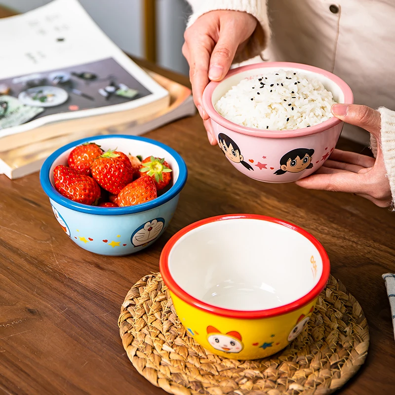 Doraemon Home Ceramic Bowl Shizuka Goda Takeshicartoon Bowl Ceramic Children\'s Breakfast Bowl Doraemon Bowl Kitchen Supplies