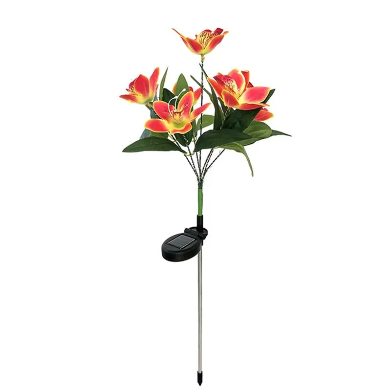 ABMS-Solar Light 7 Head Solar Swaying Orchid Outdoor Waterproof Garden Decor Light Solar Powered Flowers
