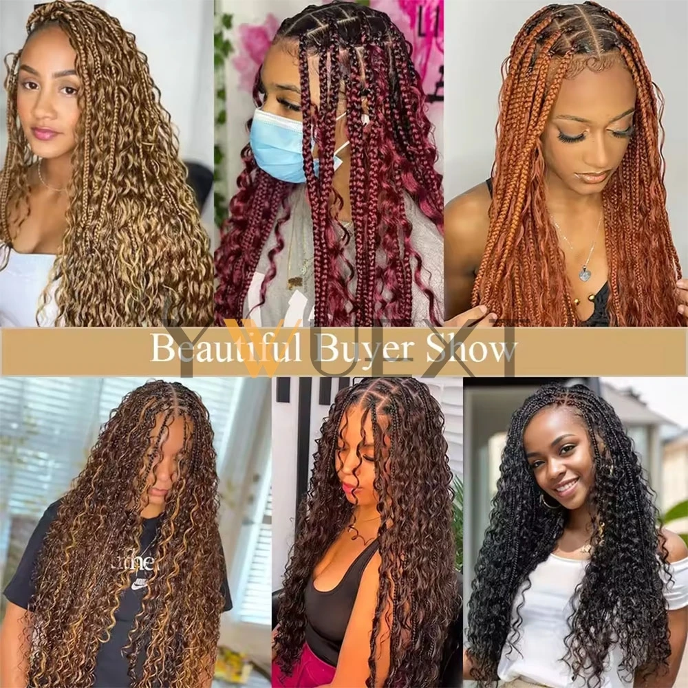 YWUEXT cabello humano ondulado profundo a granel para trenzar Borgoña sin trama extensiones de cabello humano mujeres trenzas bohemias cabello trenzado 14 ''-24''