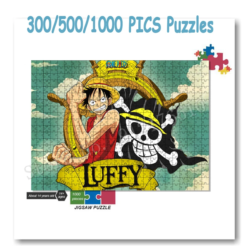 One Piece Ruffy Puzzle King Wanted Anime 300/500/1000 Bilder Cartoon-Puzzles für Erwachsene, dekomprimiertes Bastelspielspielzeug