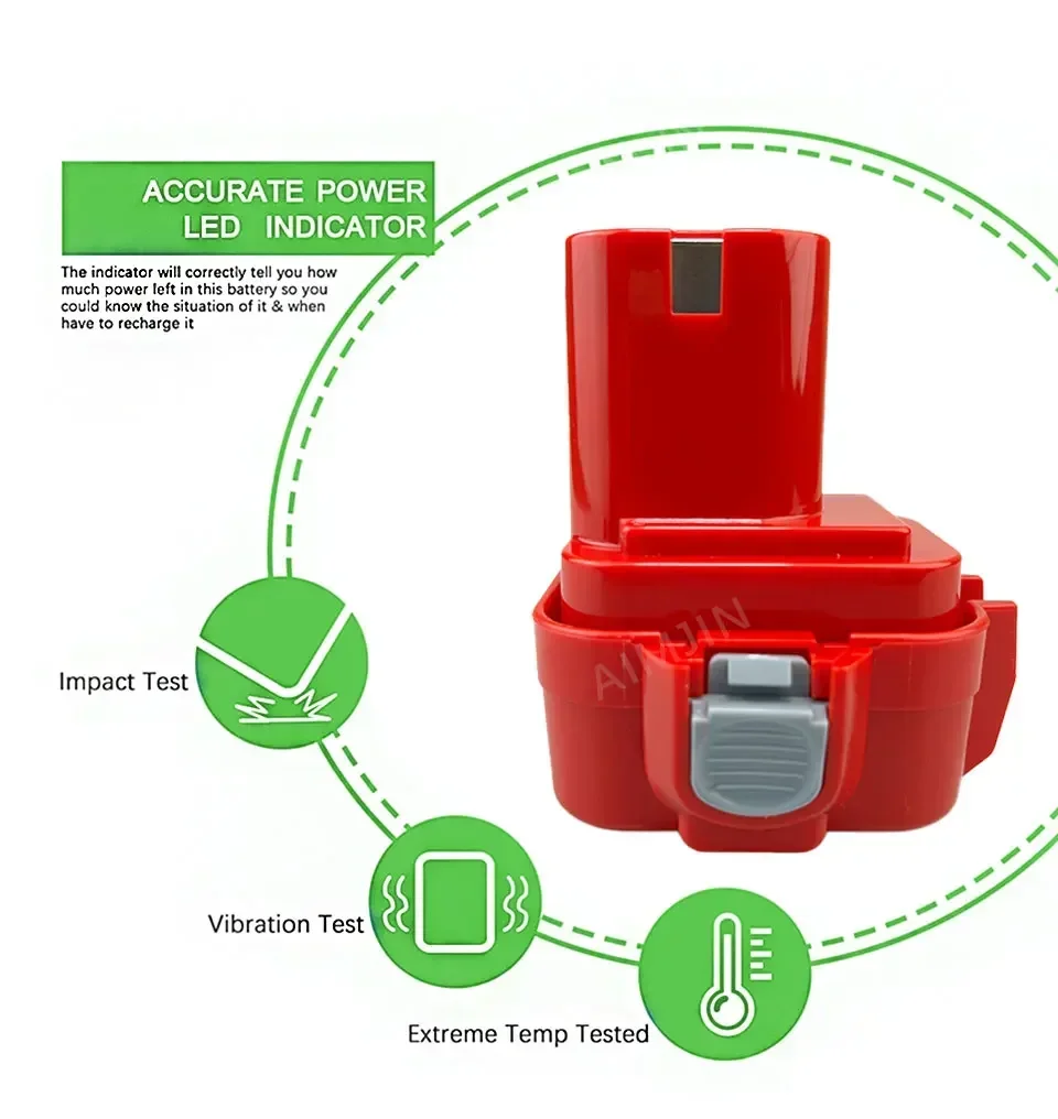 Suitable for Makita 9.6V 4.8Ah PA09 9100 9120 9122 9133 9134 9135 6221D 6222D 192595-8 192596-6 screwdriver tool battery