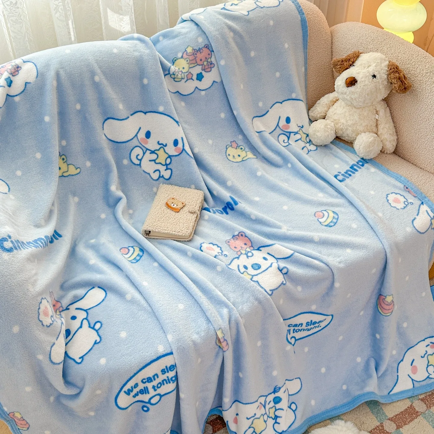 

Sanrio kuromi milk fleece double sided blanket hello kitty cartoon blanket boy girl children's cute nap blanket sheet quilt