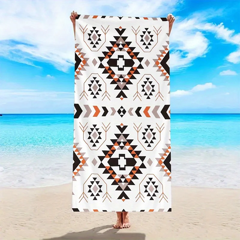 

Beach Towel Summer Geometric Pattern Sun Protection Windproof Suitable For Swimming Pool Camping Travel Blanket