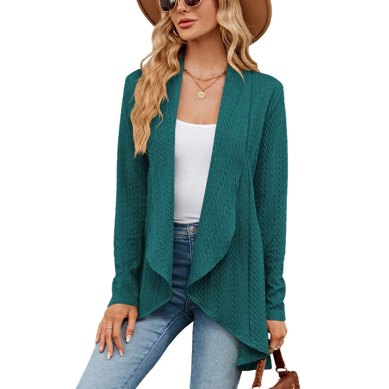 2023 New Fashion Women's Coat Autumn and Winter New Long Sleeve Solid Loose Cardigan Top Women's Knitted Coat Ladies