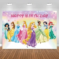 Disney Princess Snow White Elsa Cinderella Girls Birthday Photography Backgrounds Party Decors Baby Shower Photo Studio Backdrop