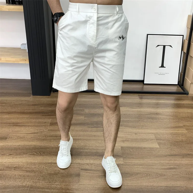 

남자 골프의류 Summer New Pants Thin, Simple and Fashionable Casual Shorts Versatile Slim Fit Solid Color Casual Pants Golf Men's Pants