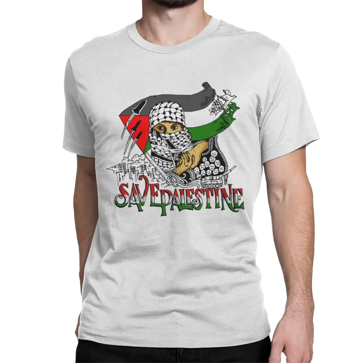 Arab Kufiya Keffiyeh Folk T-Shirts for Men Women Humorous Cotton Tee Shirt Crewneck Short Sleeve T Shirts Printed Tops