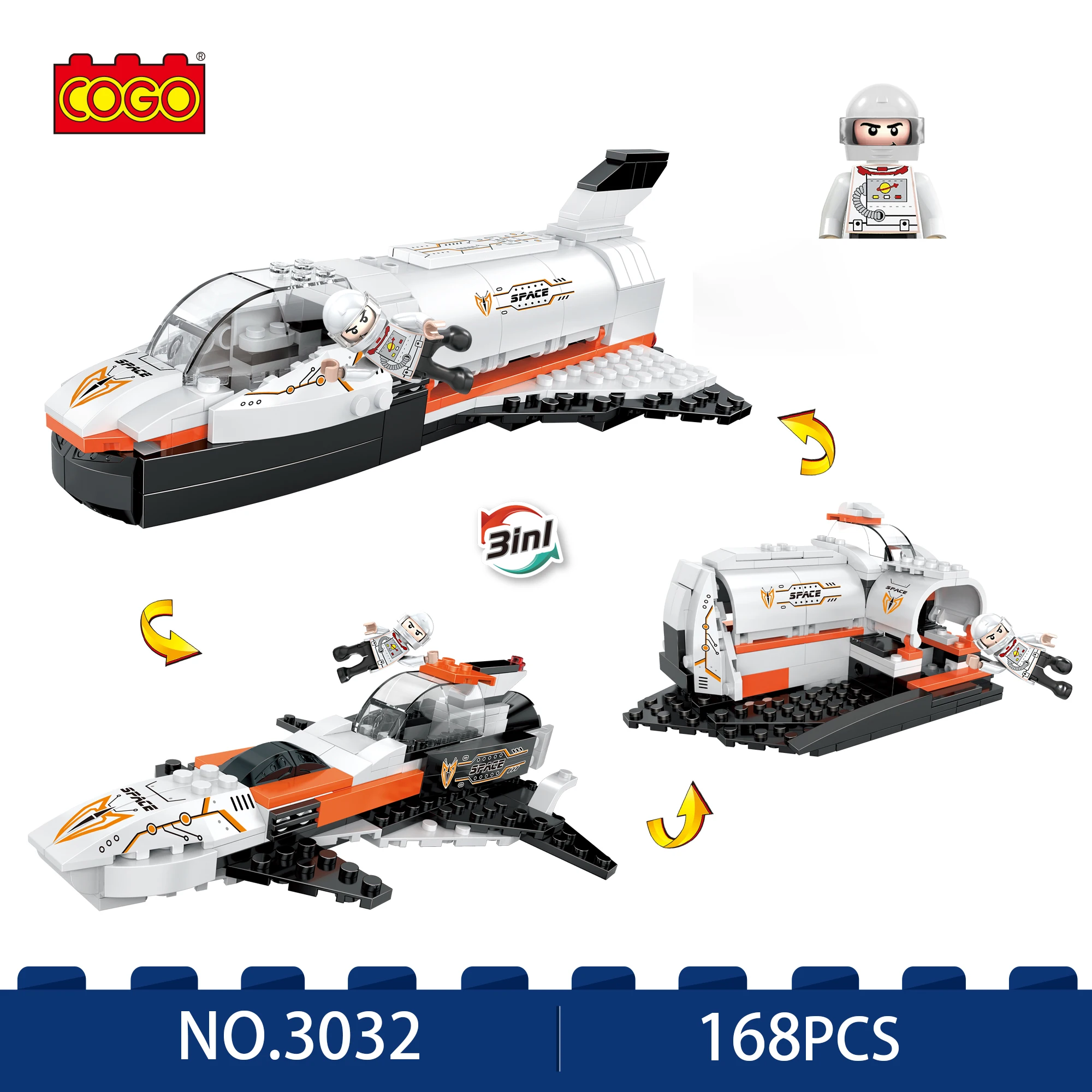 Cogo 3-in-1 Space Shuttle Modellbau steine-Ziegel Spielzeug Raumfahrt agentur Luft-und Raumfahrt-Kinder Geburtstags geschenk (168 Stück)