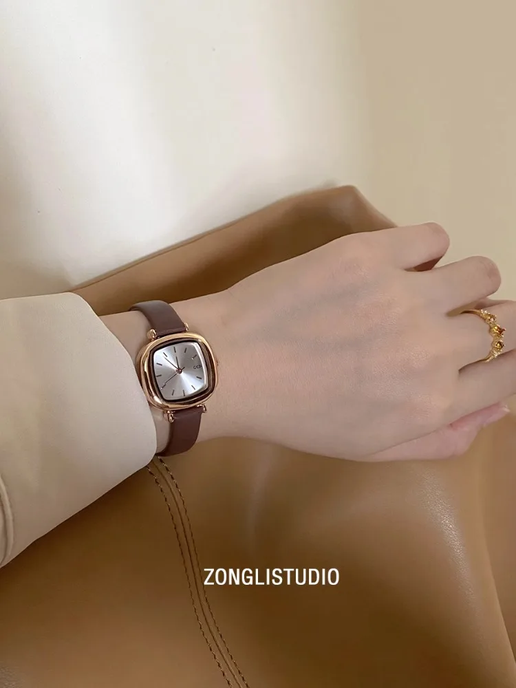 2025 New Women Quartz Watch Fashionable Square Leather Casual Minimalist Style Rose Gold Watch Girls for Watch
