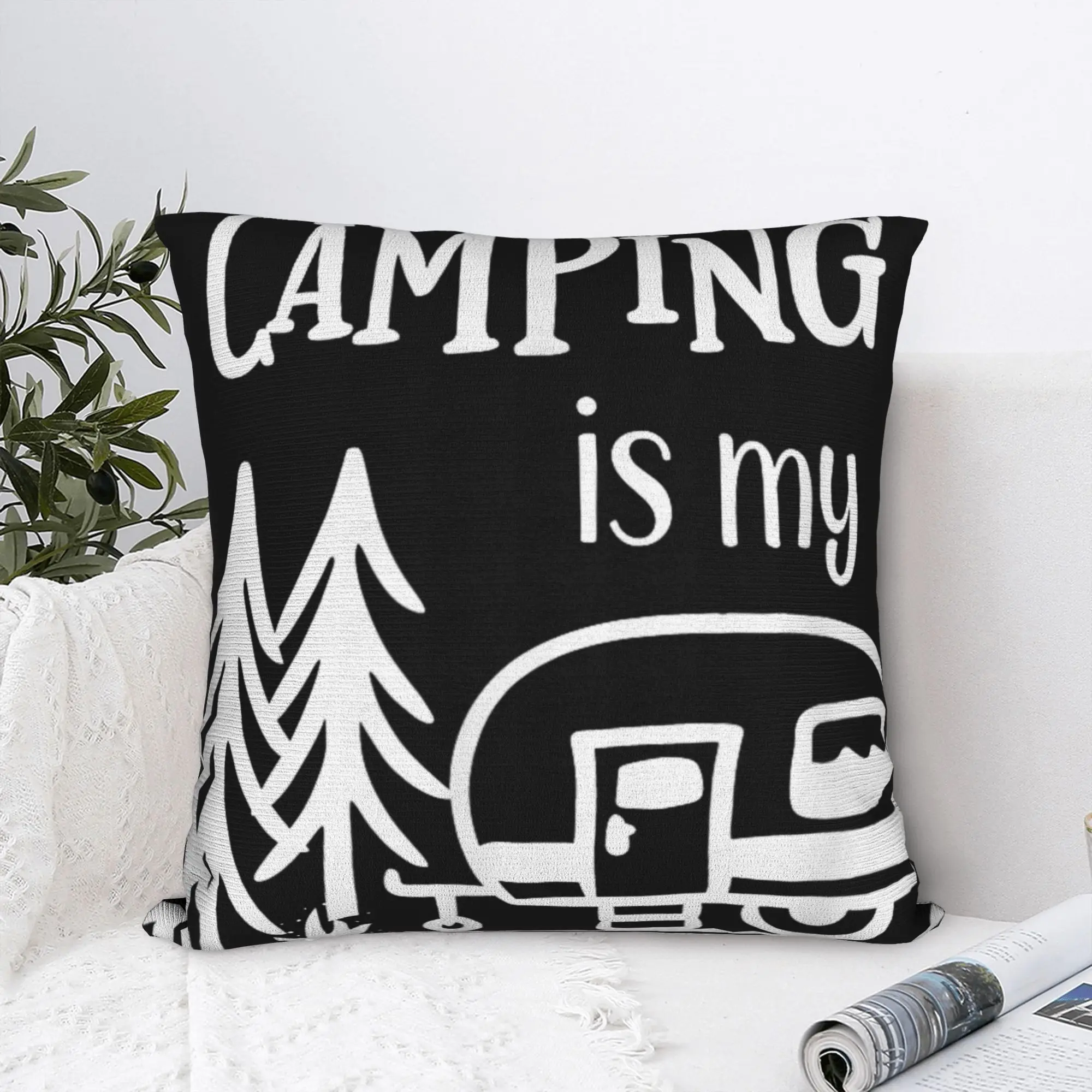 Camping is My Therapy Pillow Cover  Vintage Pillow Case For Sofa Couch Bed Living Room Soft Pillowcases Gift