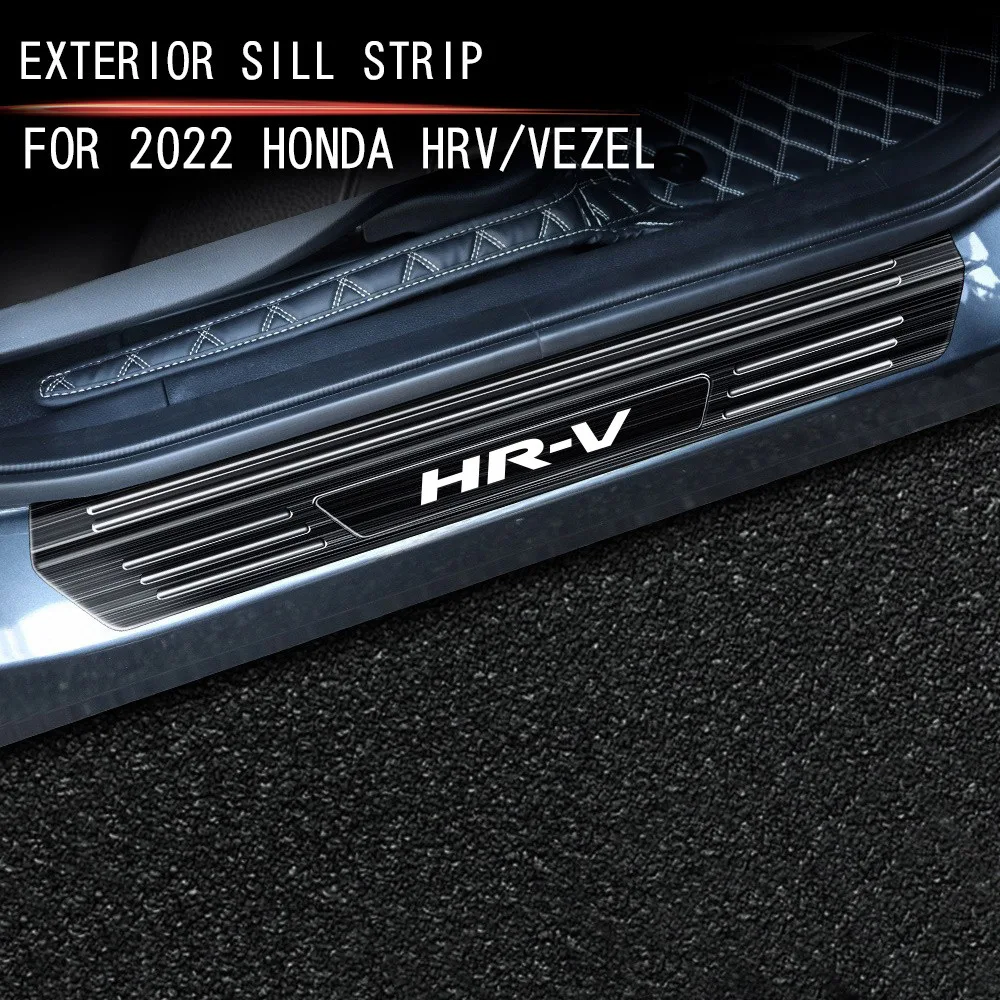 

External Door Sill Scuff Plate Pedal Protector Anti-scratch Cover Trims Car Accessories For Honda Vezel HEV HRV 2021-2024