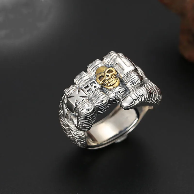 

Dominant Retro Thai Silver Skull Ring for Men Faionable Trendy Personali Index Finger Ring Bold Dominant Sli Design